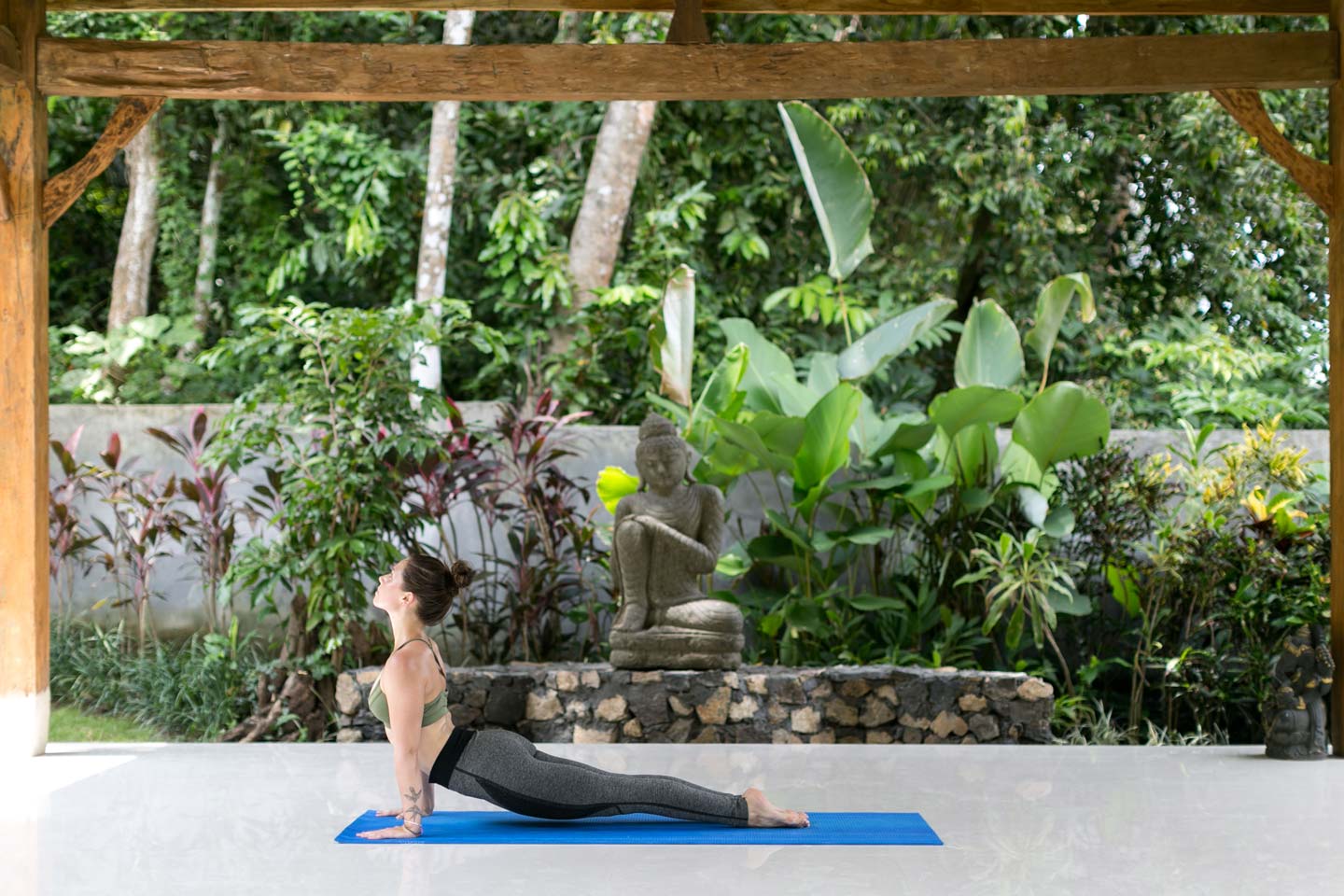 yoga poses with blue mat