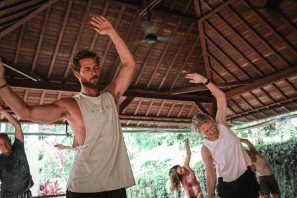 Group of students practicing Yoga styles in Bali