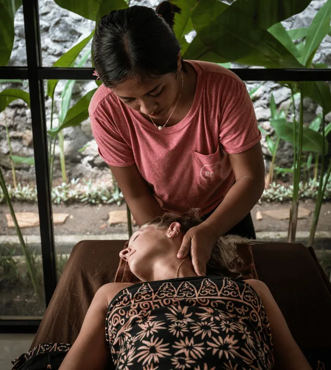 Girl getting a face massage