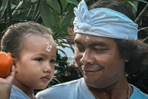 Putu and our daughter sharing a quiet moment in Bali
